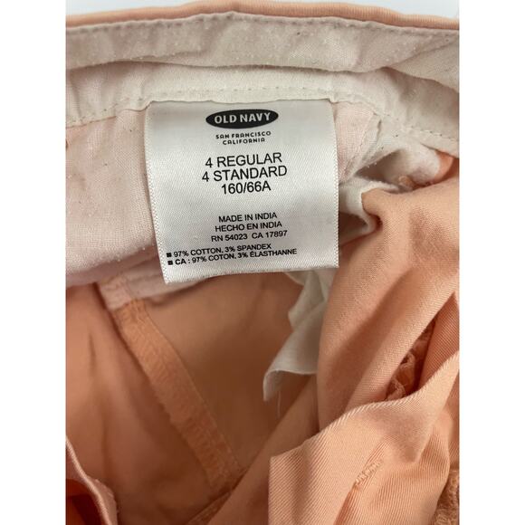 Old Navy Size 4 Standard Cotton Shorts Peach Button Zipper Women Chino Stretch - Picture 7 of 7